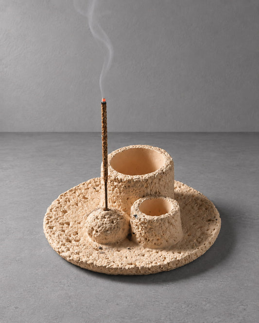 Crater Cement Incense Holder - VELORIEN
