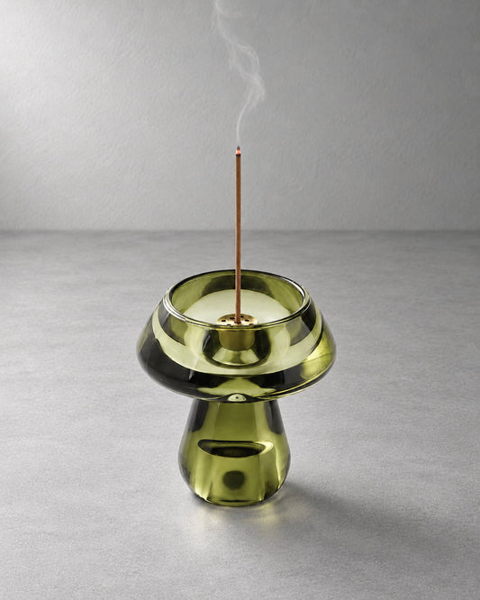 Verdant Mushroom Glass Incense Holder - VELORIEN