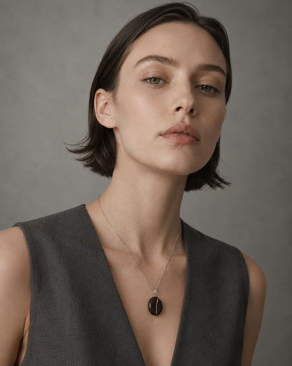 Coffee Bean Ceramic Pendant Necklace - VELORIEN