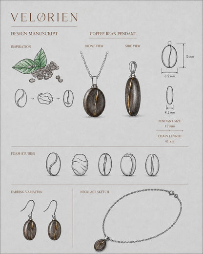 Coffee Bean Ceramic Pendant Necklace - VELORIEN
