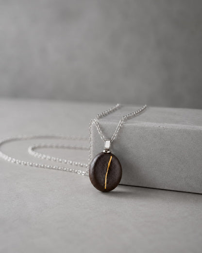 Coffee Bean Ceramic Pendant Necklace - VELORIEN