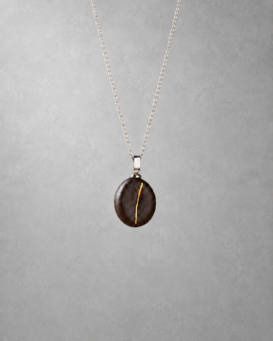 Coffee Bean Ceramic Pendant Necklace - VELORIEN