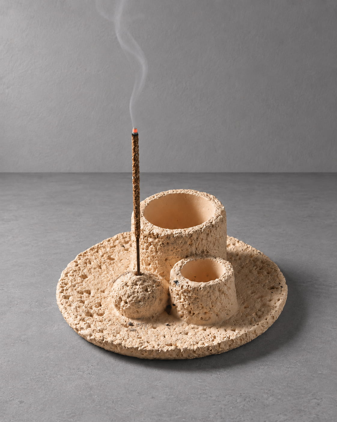 Crater Cement Incense Holder - VELORIEN