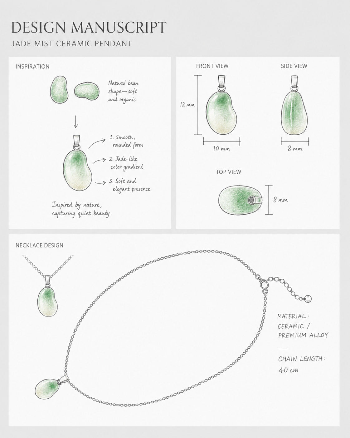 Jade Mist Ceramic Pendant Necklace - VELORIEN