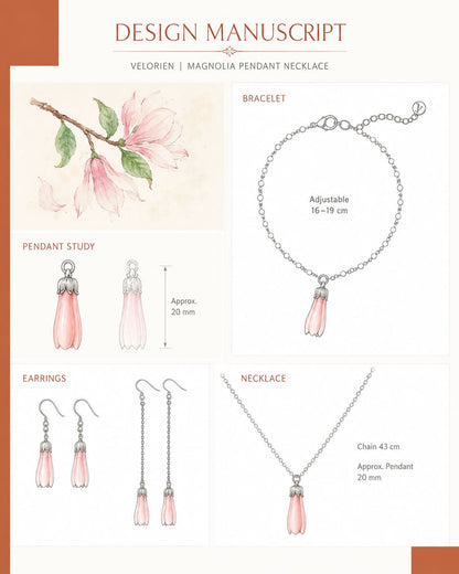 Magnolia Blossom Ceramic Pendant Necklace - VELORIEN