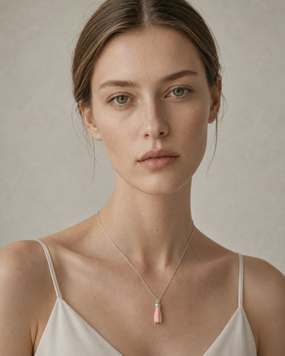 Magnolia Blossom Ceramic Pendant Necklace - VELORIEN