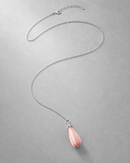 Magnolia Blossom Ceramic Pendant Necklace - VELORIEN