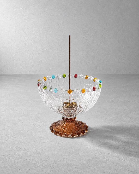 Mosaic Bead Glass Pedestal Incense Holder - VELORIEN