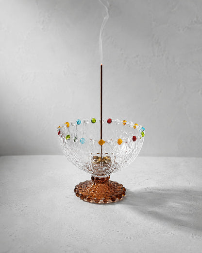 Mosaic Bead Glass Pedestal Incense Holder - VELORIEN