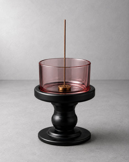 Nocturne Pedestal Glass Incense Holder with Metal Insert - VELORIEN