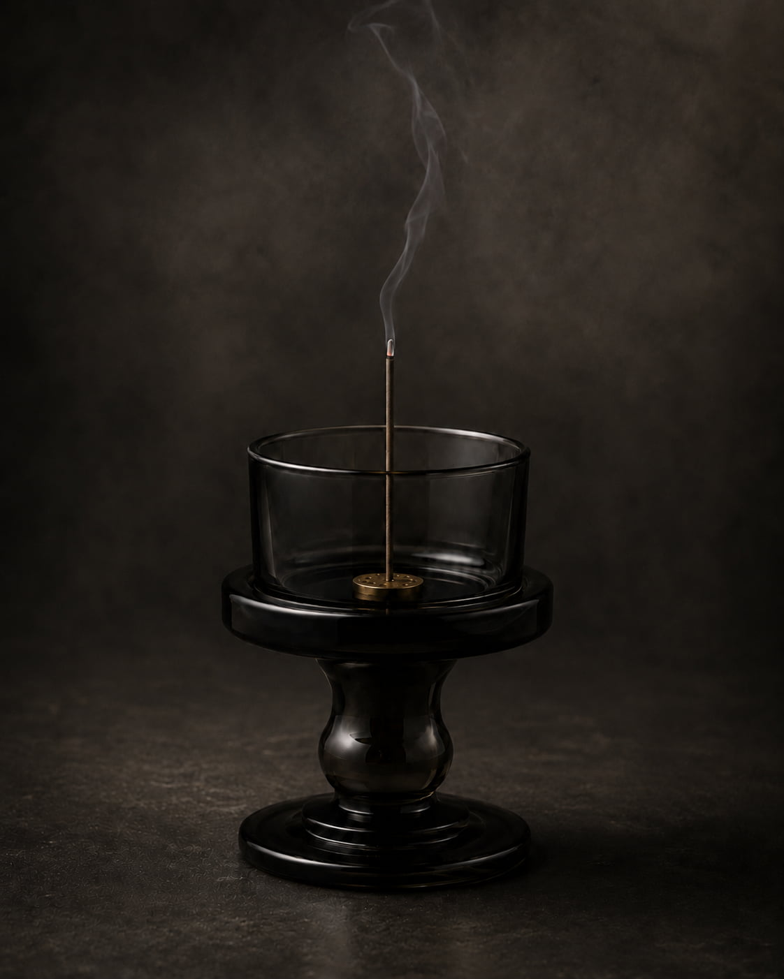 Nocturne Pedestal Glass Incense Holder with Metal Insert - VELORIEN