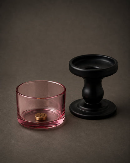 Nocturne Pedestal Glass Incense Holder with Metal Insert - VELORIEN