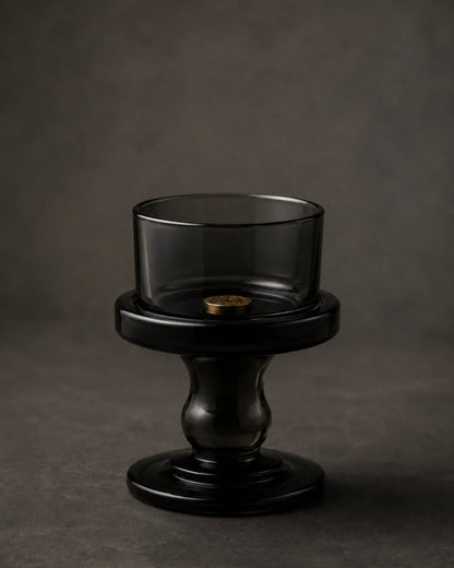 Nocturne Pedestal Glass Incense Holder with Metal Insert - VELORIEN