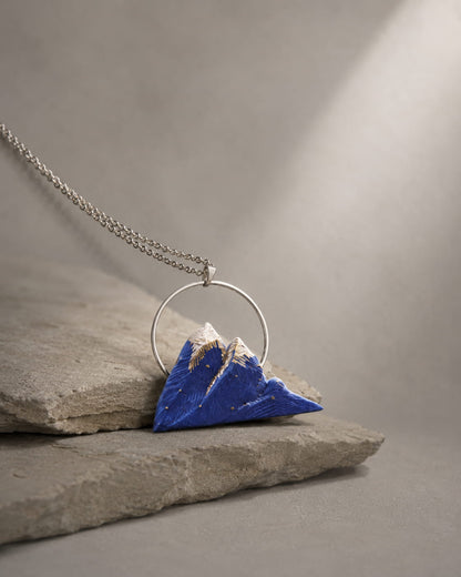 Sunrise Blue Mountain Ceramic Pendant Necklace - VELORIEN