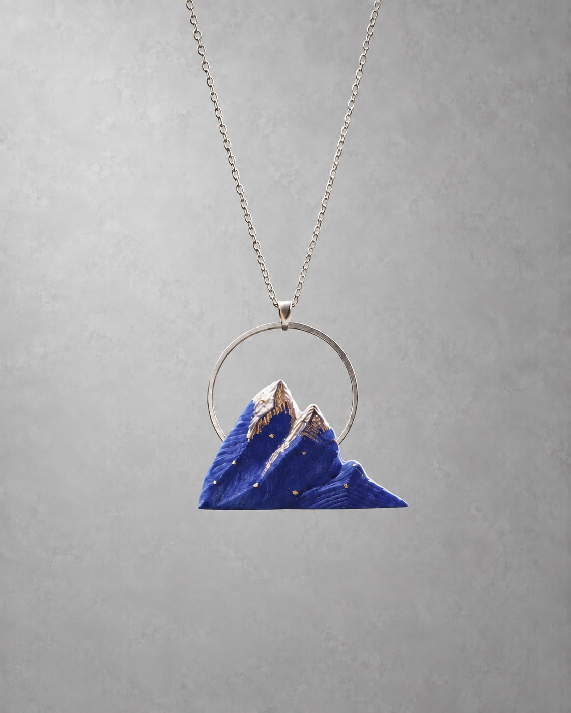 Sunrise Blue Mountain Ceramic Pendant Necklace - VELORIEN