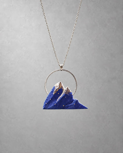 Sunrise Blue Mountain Ceramic Pendant Necklace - VELORIEN
