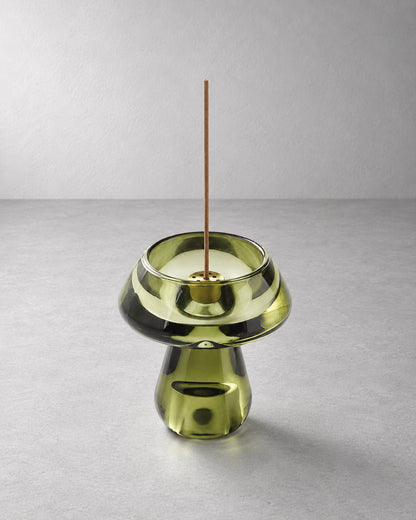 Verdant Mushroom Glass Incense Holder - VELORIEN