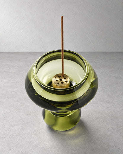 Verdant Mushroom Glass Incense Holder - VELORIEN